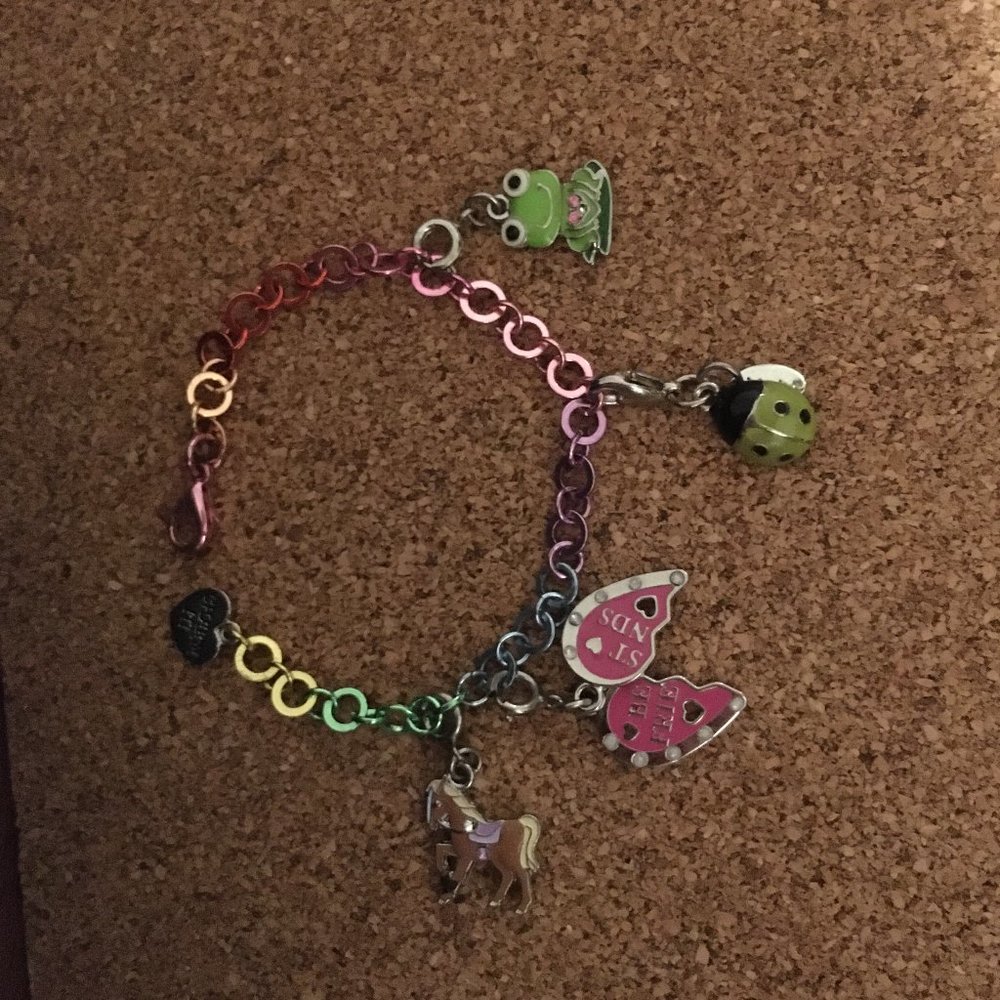 Charm it rainbow charm bracelet with 4 charms